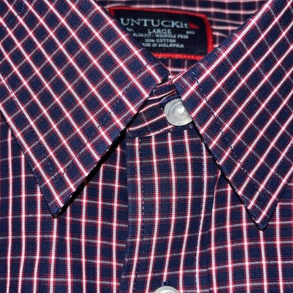UNTUCKit LS Check Plaid Wrinkle Free Slim Fit Dress Shirt 100% Cotton Graach - Picture 4 of 7